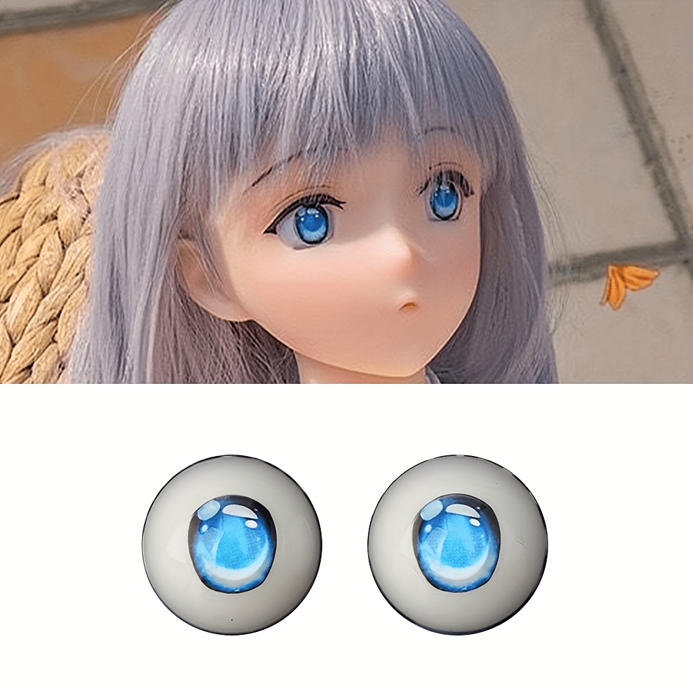 6mm Doll Eyeballs, Glass Eyeballs Round Eyes for DIY Doll s Halloween Props  Doll Making (Blue) StyleA-Blue