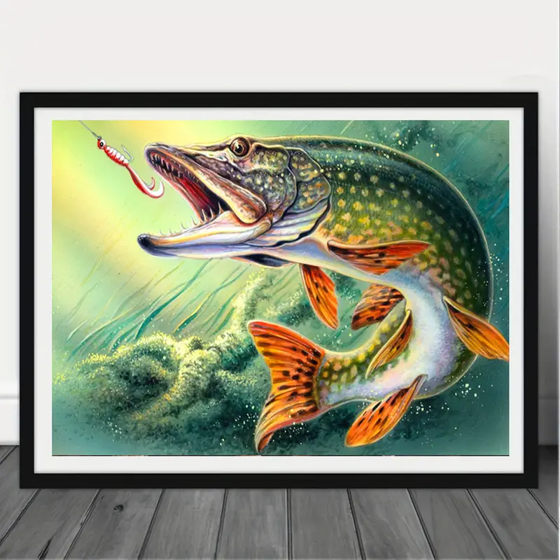 1 set Handmade 5D Diamond Painting Kit - Fish Wall Art Decor for Home,  Living Room, Kitchen, Bedroom - Embroidery Kit - Perfect Family Gift - No  Frame