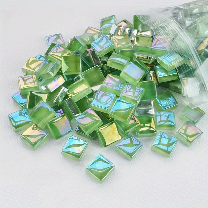 50pcs 1cm/0.39in Square Crystal Glass Mosaic Stones, Diy Handmade Creative Decoration Accessories Stickers