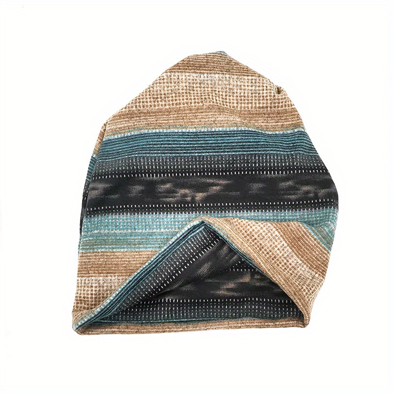 1pc Unisex 2-in-1 Striped Slouchy Beanie & Scarf details 9