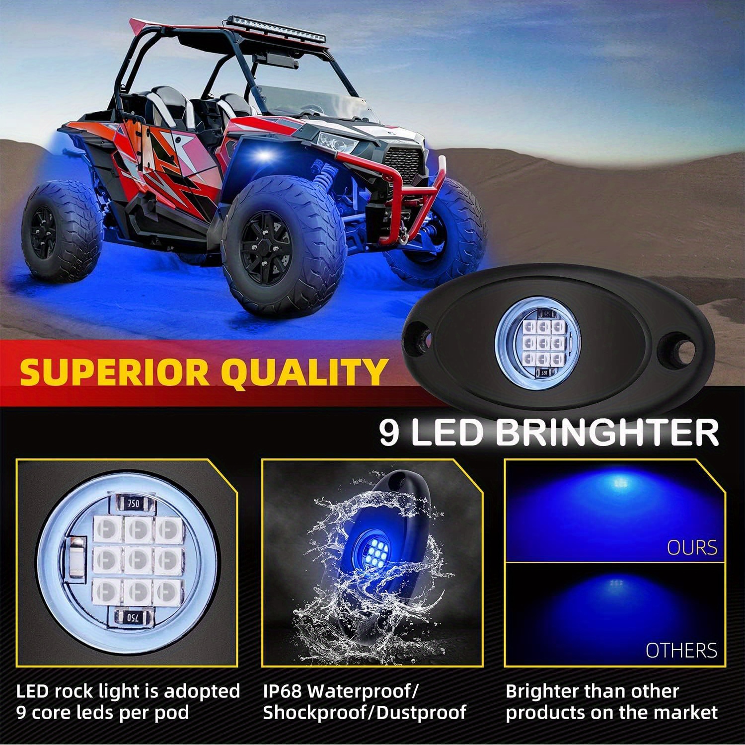Buy YiLaieRGB LED Rock Light Kits Car Neon Underglow Lights Waterproof  Underbody Car Chassis Light for Car Truck ATV SUV - 4 Pods Online at  desertcartINDIA