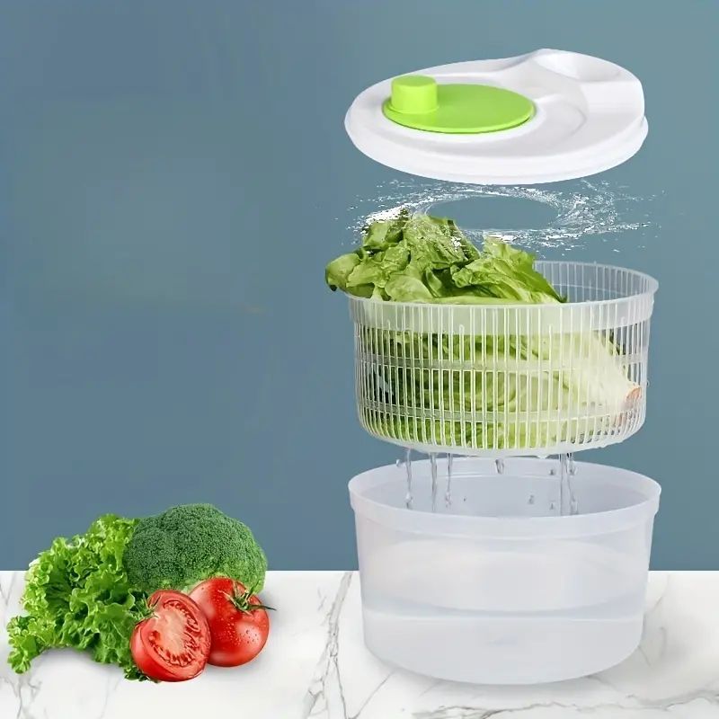 Centrifugadora de ensaladas secadora de verduras manual fácil de usar  Limpieza eficaz escurridor de verduras Lavadora de lechugas con giratorio  para
