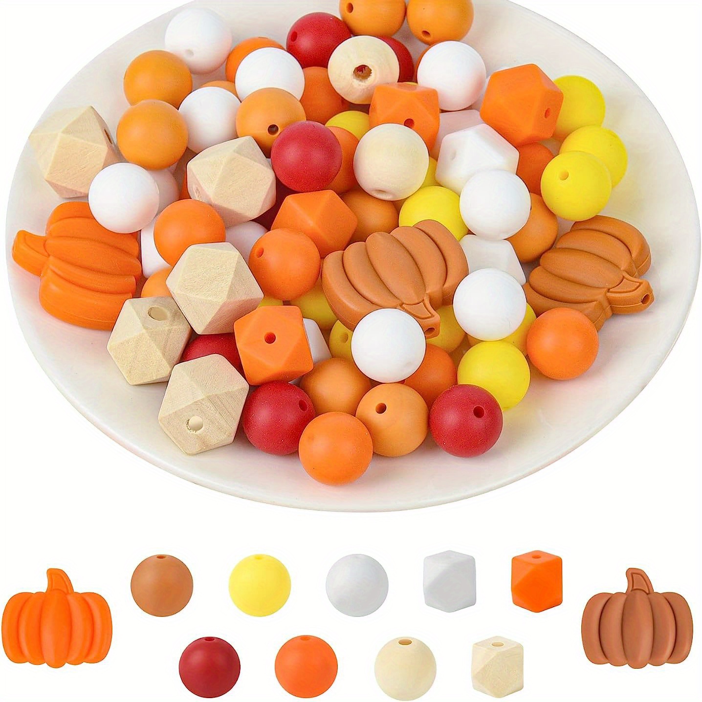 Halloween Silicone Beads Circular Silicone Beads Pumpkin - Temu