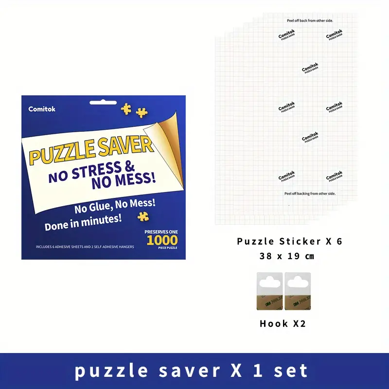 6 Feuilles Puzzle Saver Colle Autocollant Pour Puzzle De 1000 Pièces Pas De  Stress Pas De Désordre 39*19CM