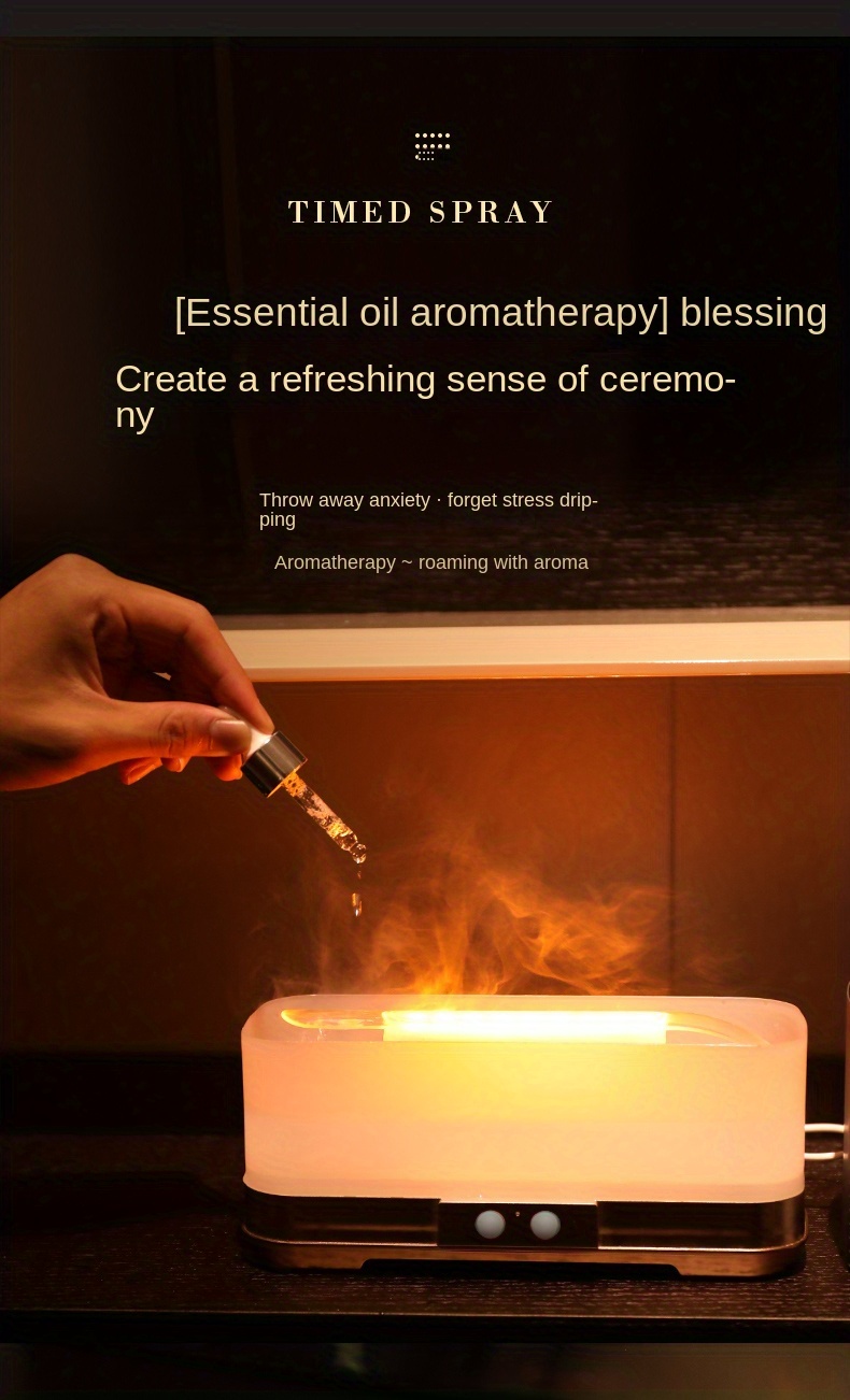 350ml large capacity flame mist humidifier with timer cold warm light usb charging power off protection for home office enhance air quality relaxation with essential oils details 9