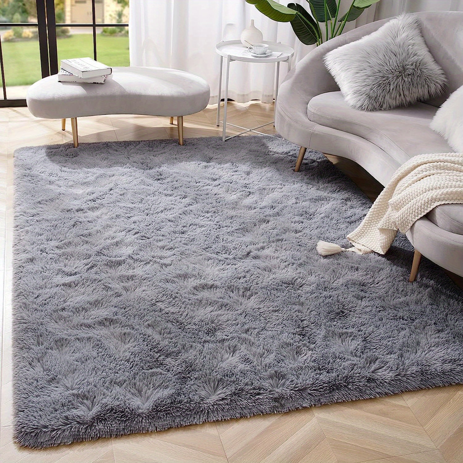 TABAYON Shaggy Ivory Rug, 2x3 Area Rugs for Living Room, Anti-Skid Extra  Comfy Fluffy Floor Carpet for Indoor Home Decorative