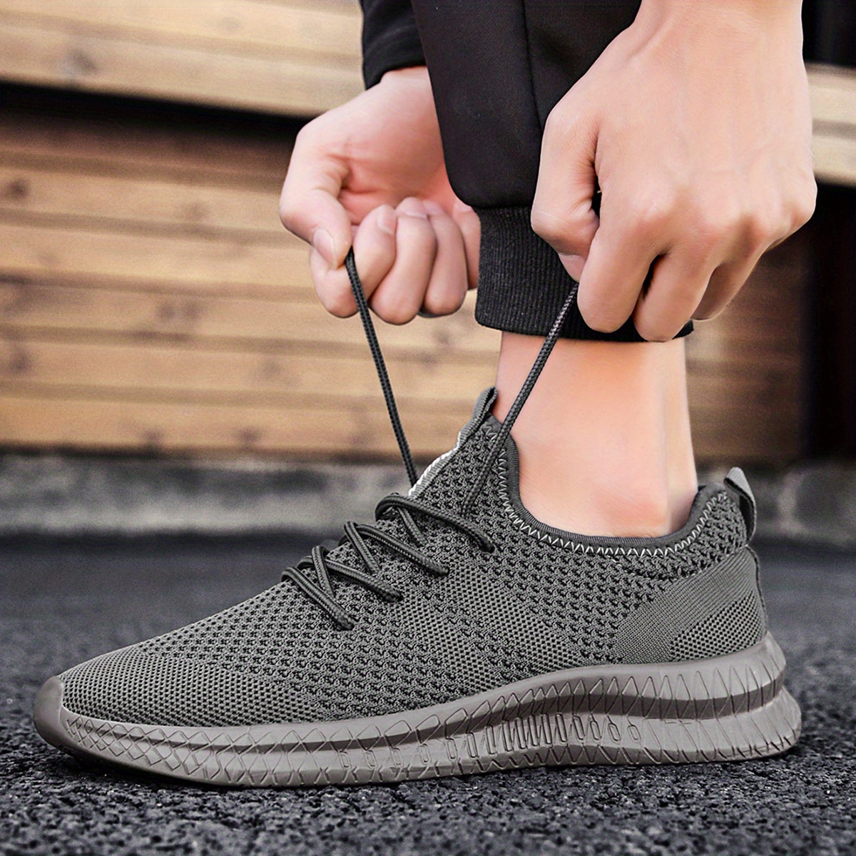Mens Trendy Breathable Lace Up Knit Sneakers With Assorted Colors ...