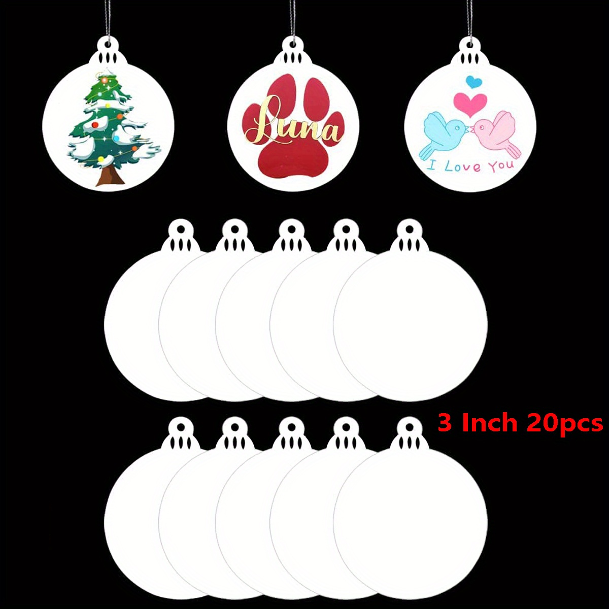 Acrylic Blanks, 20Pcs Clear Acrylic Ornament Keychain for Crafts 3
