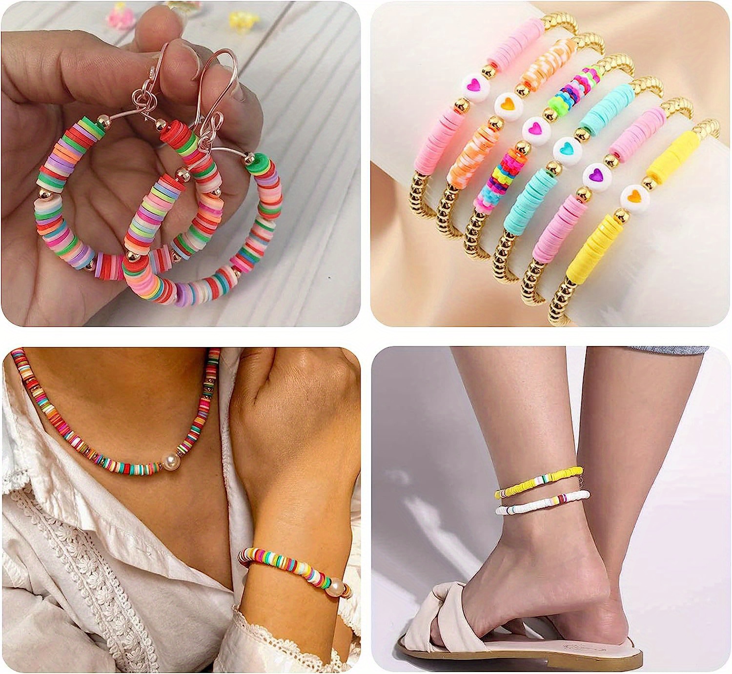 Clay Beads Bracelet Making Kit 48 Colors Flat Round Polymer - Temu