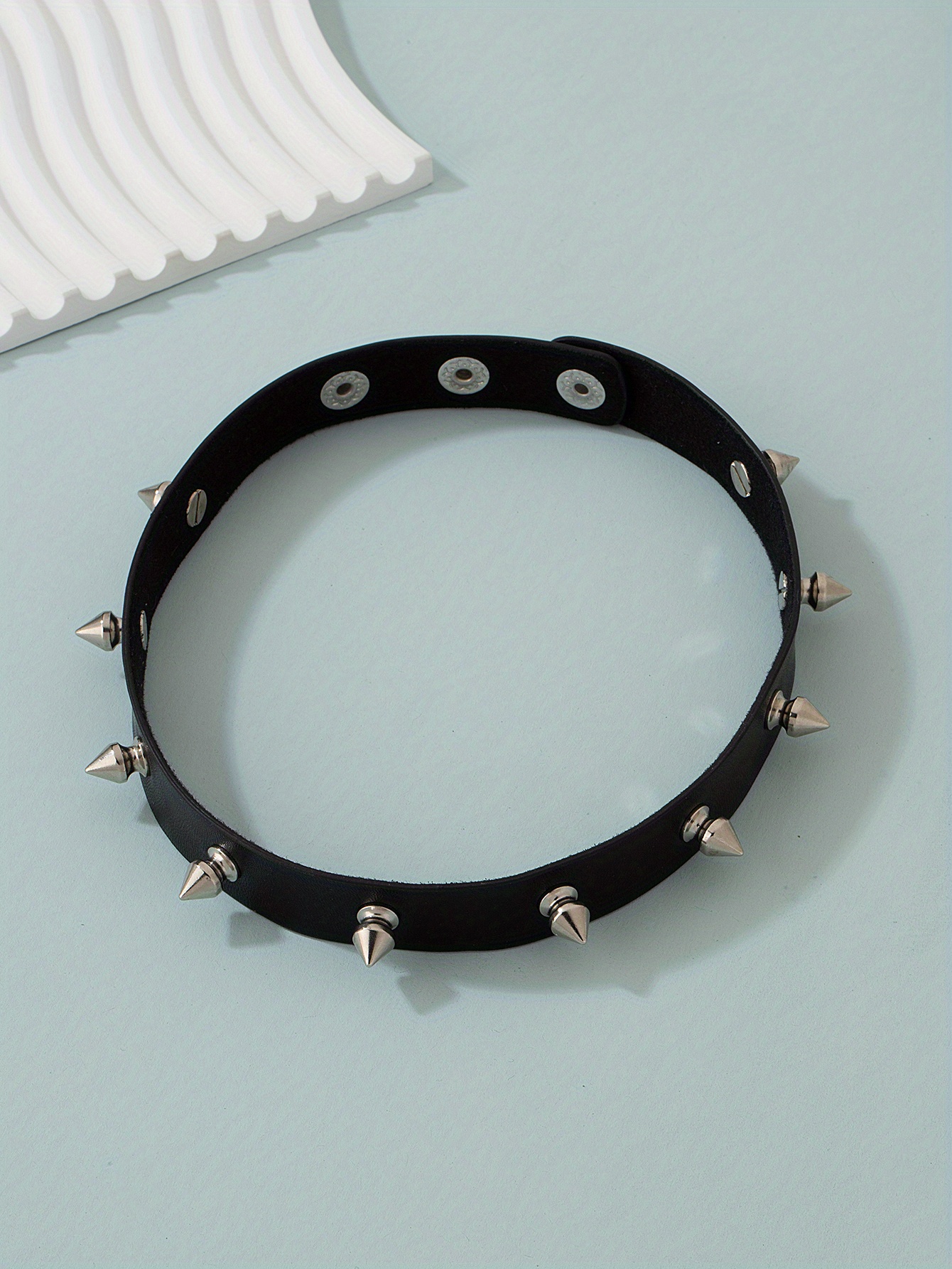 Punk Gothic Rock Rivet Choker Spike Ring Pu Leather Choker - Temu