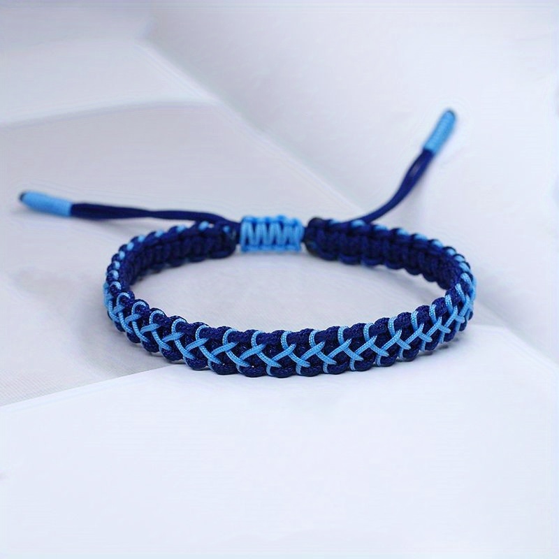 1pc Contrast Color Woven Braided Bracelet Trendy Hand Rope For Vacation Beach Shopping Men's And Women's Couple Student Gift Commemorative Hand Rope