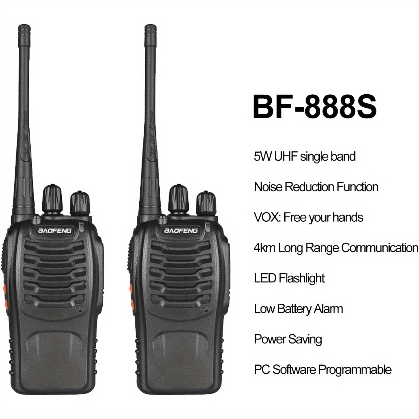 4 парчиња лесни за употреба двонасочни радиоапарати, uhf 400-480mhz високомоќни рачни - преносливи, рачни радиоапарати за на отворено Детали за производот 2