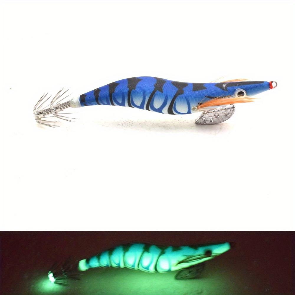 Luminous Wooden Shrimp Fishing Lure Squid Jig Hooks - Temu Canada