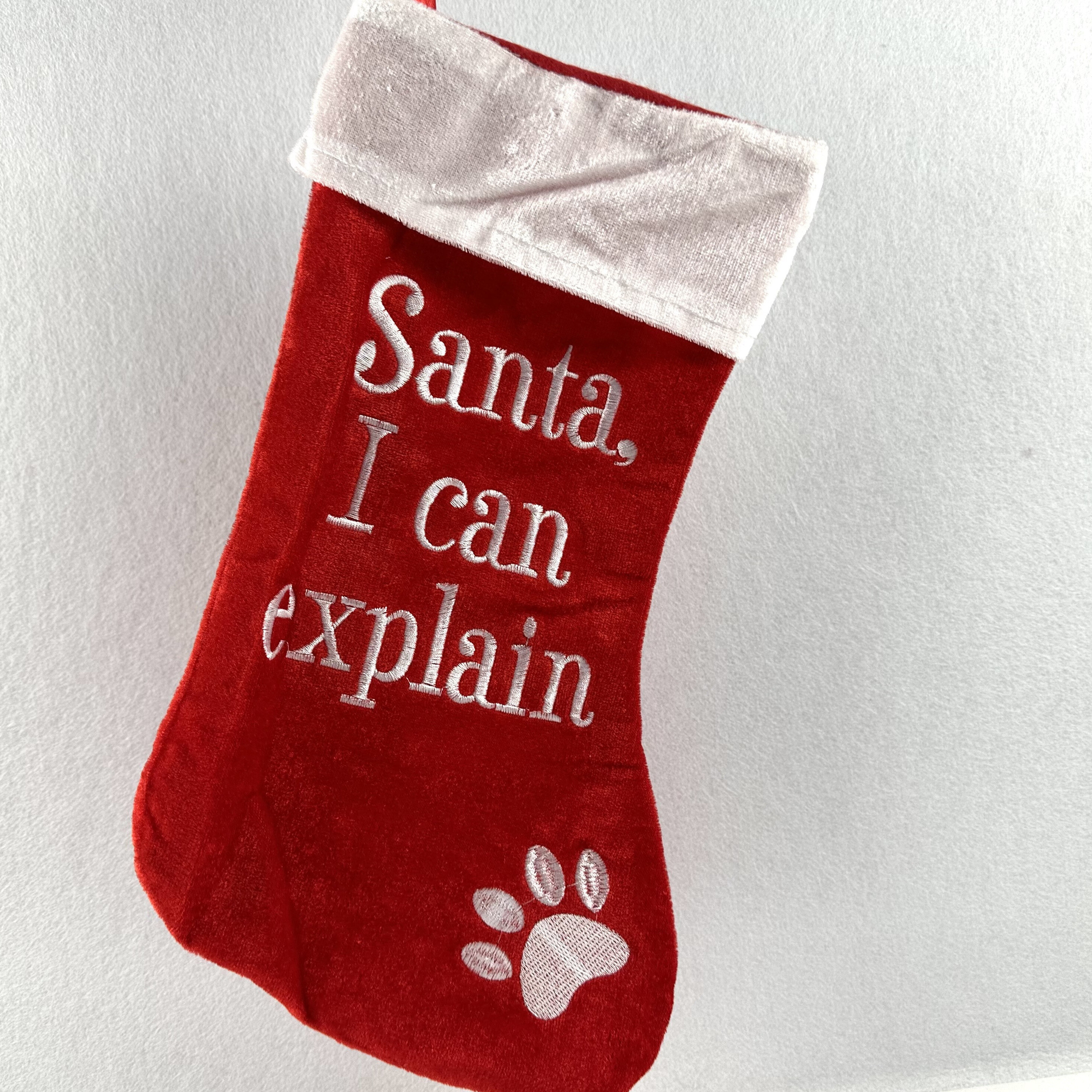 TEMU Joky Christmas Decorations - Santa Paw Print Stockings Bags With Sayings, " In Santa -paws", For Christmas Tree, Gifts, Stockings - Holiday