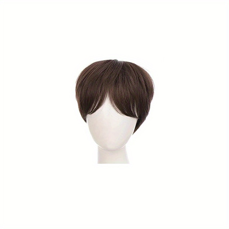Men's Short Straight Synthetic Wig with Bangs
