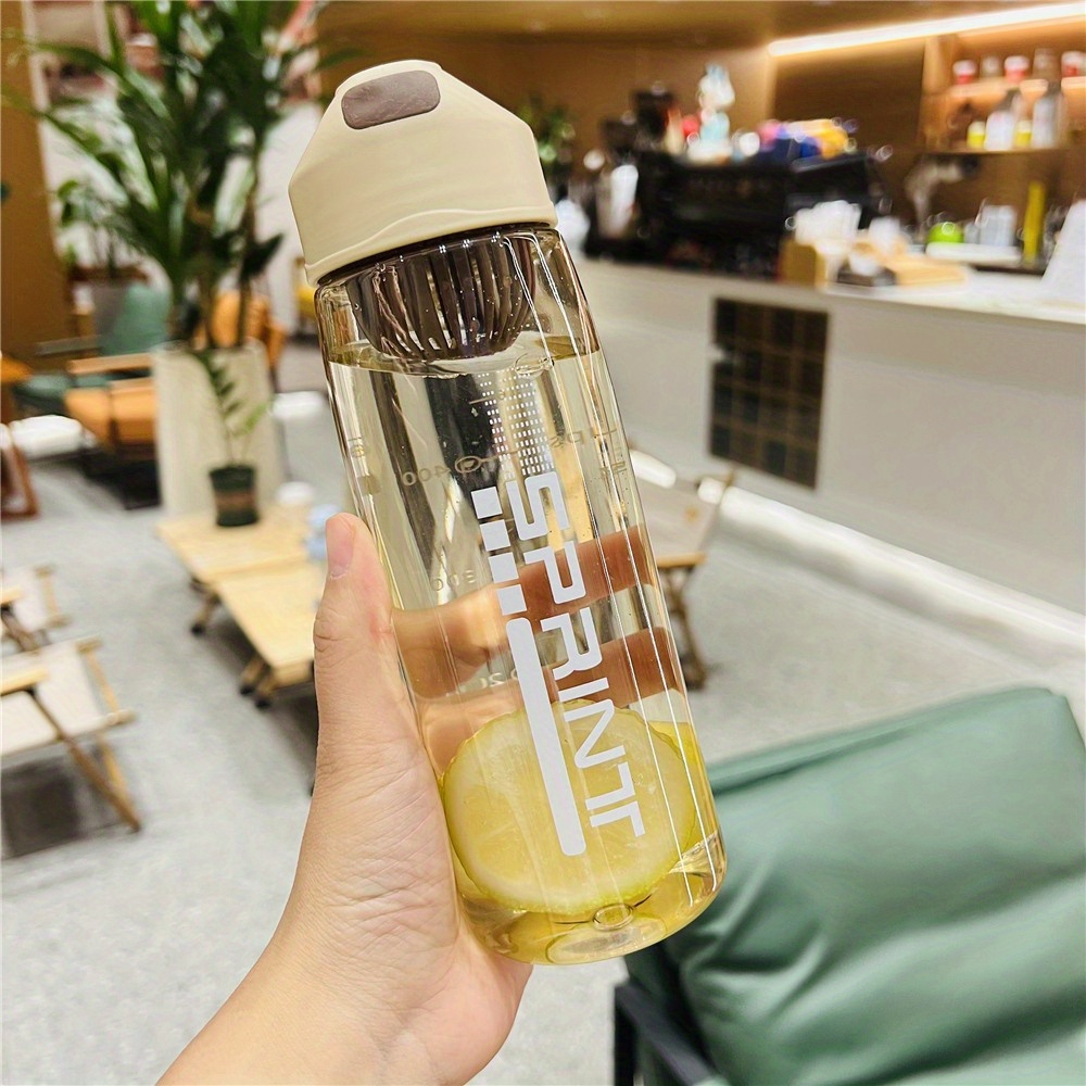 1pc Plastic Water Bottle, Minimalist Clear Letter Graphic Sport Water Bottle  For Outdoor