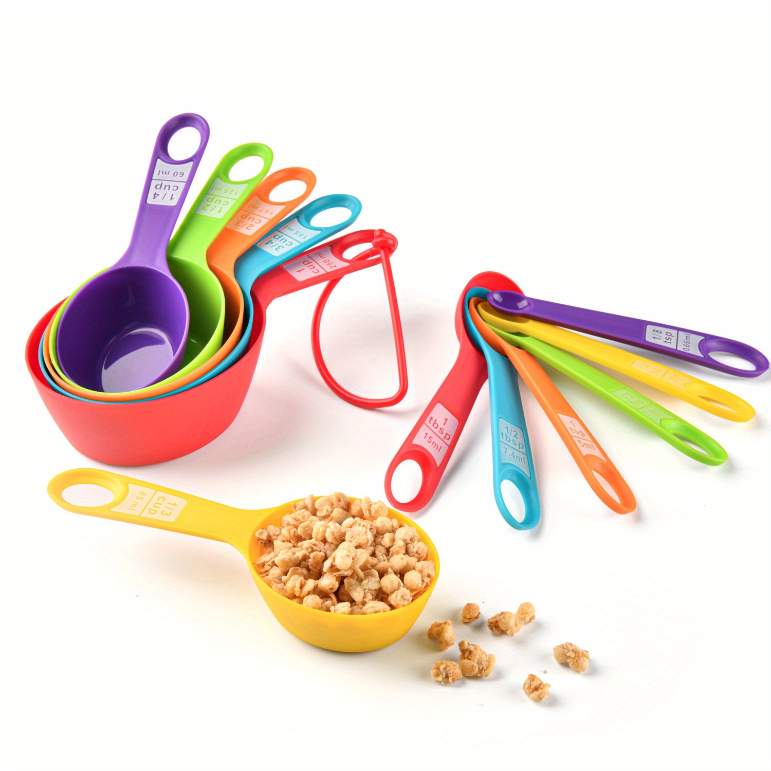 Dropship Multi-Color Measuring Cups And Spoons Set, Measurement Plastic Cup  Spoon Kitchen Cooking Baking Utensils Tools to Sell Online at a Lower Price