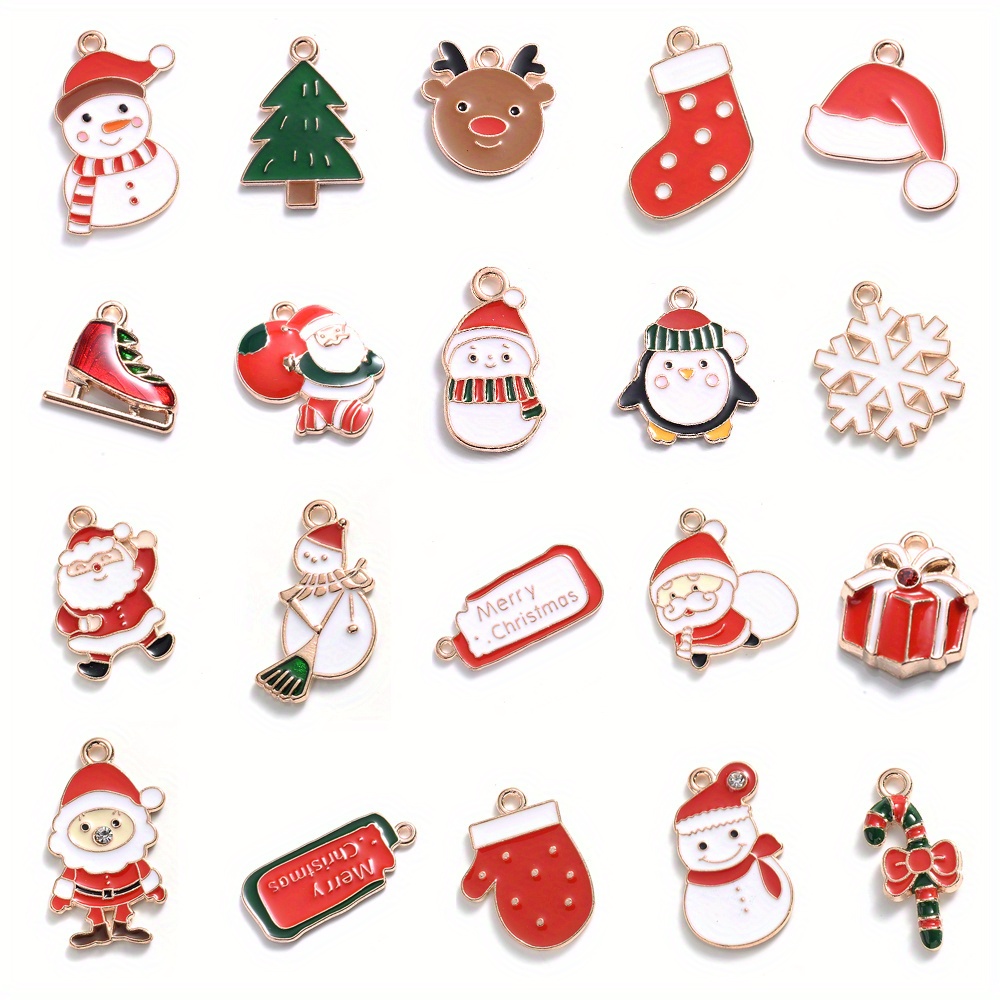 Alloy Enamel Christmas Charms Pendant Snowman Santa Tree - Temu Canada