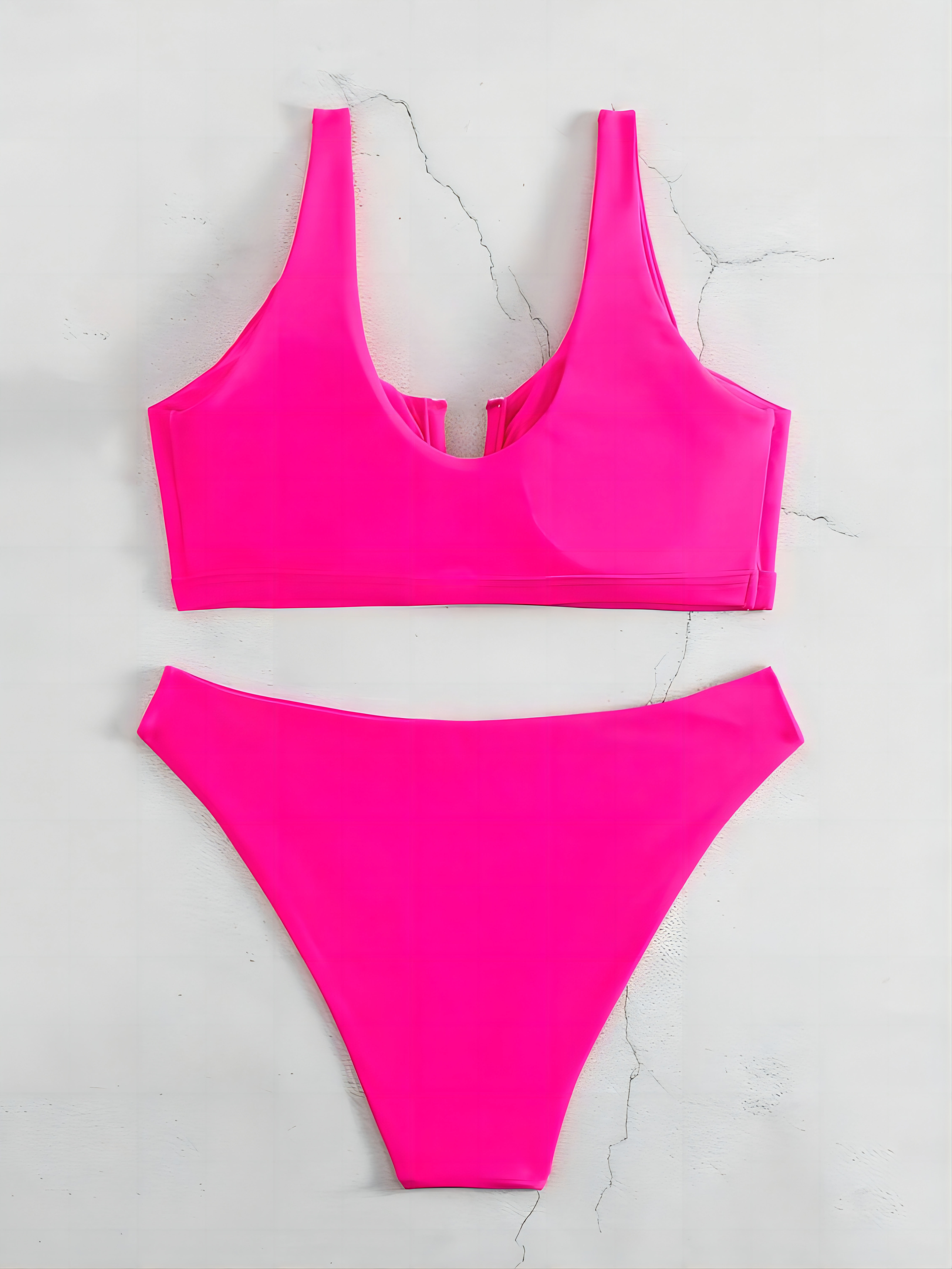 V Wired Plain Stretchy Bikini High Cut Solid Color Simple - Temu