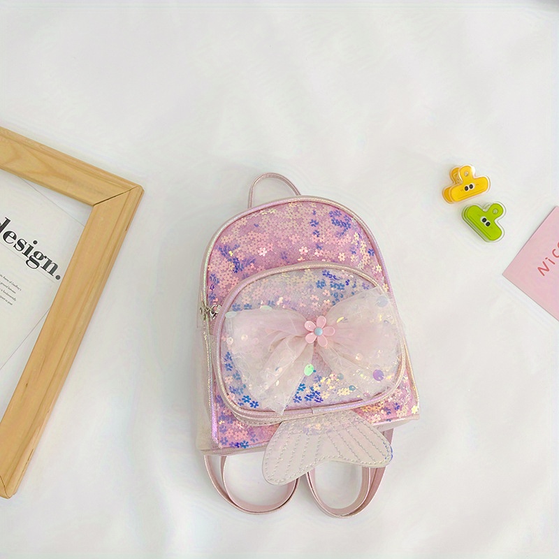 Mermaid Sequin Bow Kindergarten Shoulder Bag Girls Boys Backpack