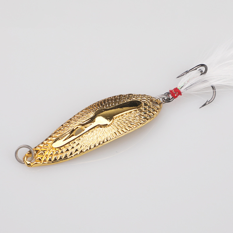 Bionic Spoon Fishing Lure Feather Treble Hook Realistic - Temu
