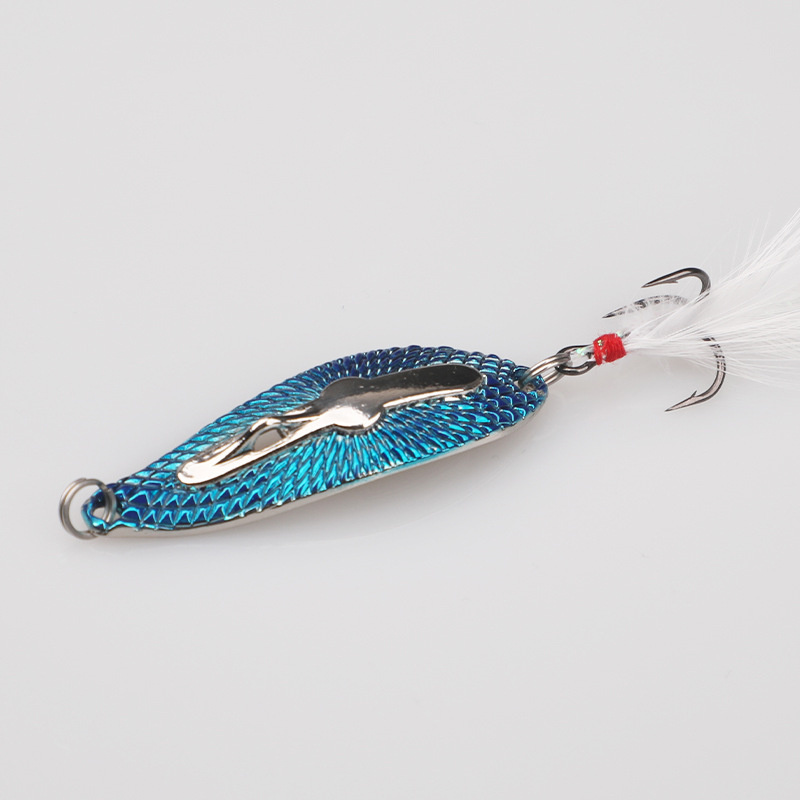 Bionic Spoon Fishing Lure Feather Treble Hook Realistic - Temu