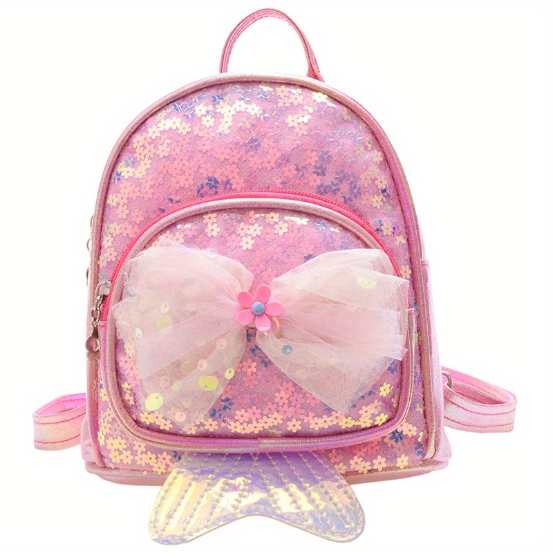 Mermaid Sequin Bow Kindergarten Shoulder Bag Girls Boys Backpack