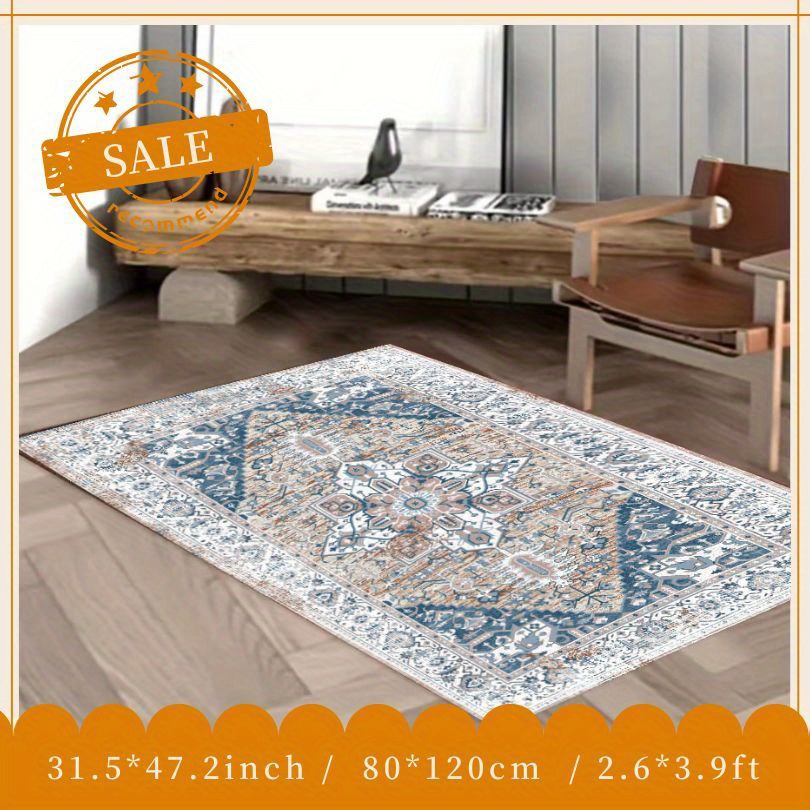 1pc Alfombras Medallón Persa Alfombra Boho Suave Desgastada - Temu