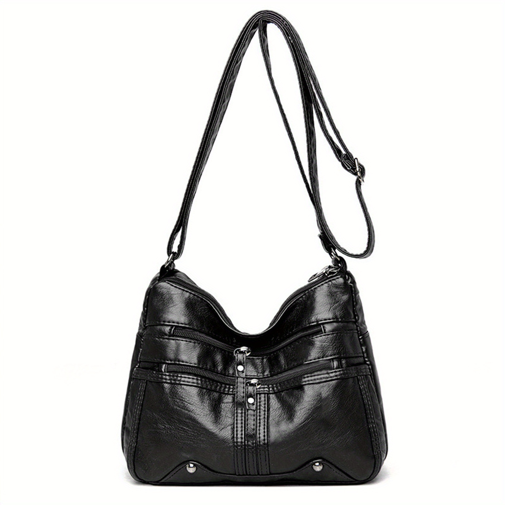 Women s Multi Zipper Shoulder Bag Versatile Faux Leather Temu