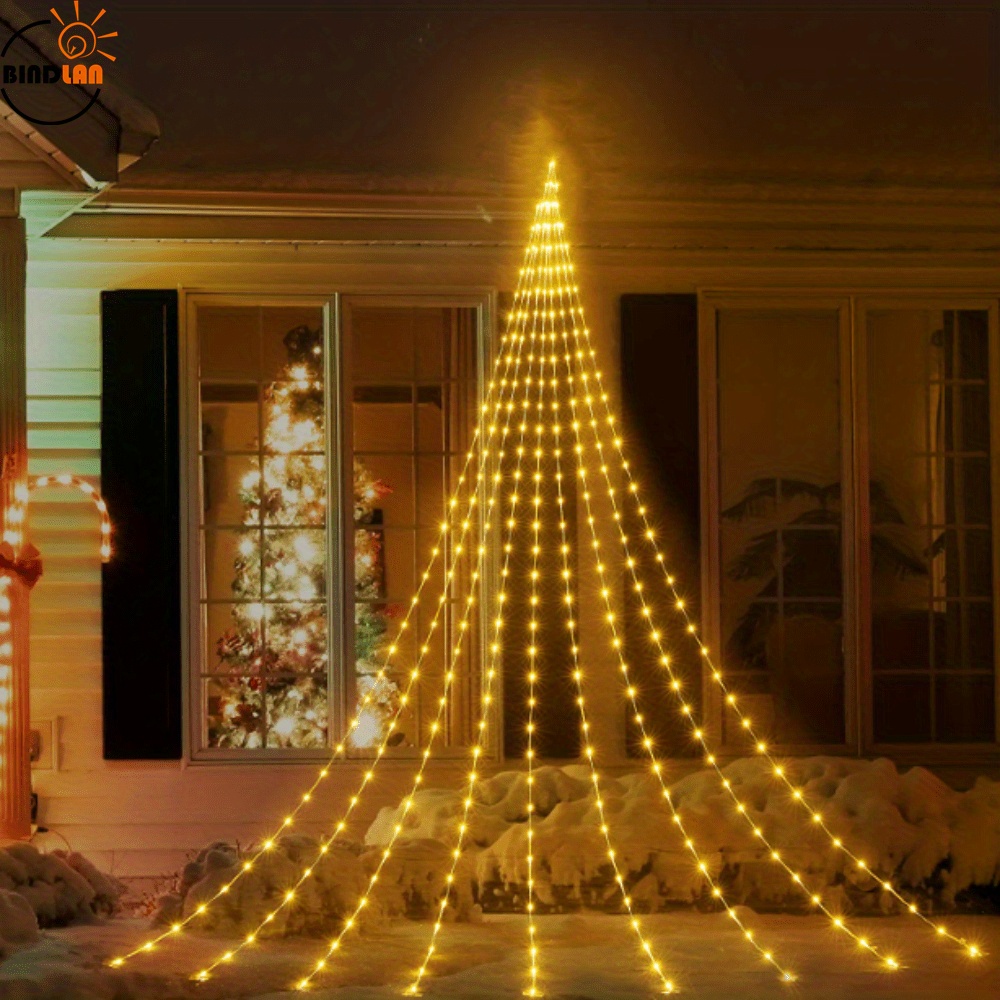 1 pack outdoor christmas decorations star string lights usb power 8 modes waterfall tree lights christmas lights indoor outdoor decorative for yard party home holiday decor details 3