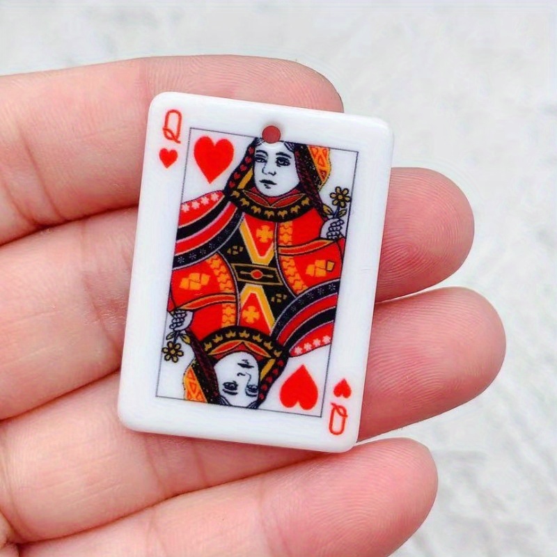 8pcs Poker Cards Charms Jack Queen King Ace Joker Acrylic Pendants for  Earring Necklace Keychain Diy Jewelry Making Accessories