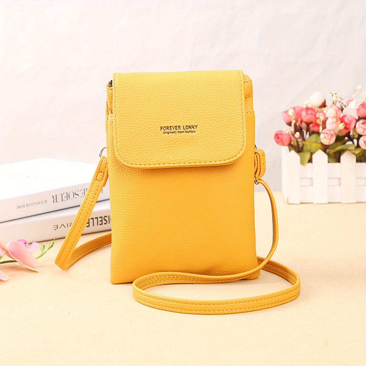 Dual Strap Straw Crossbody Shoulder Bag with Detachable Coin Purse - Yellow