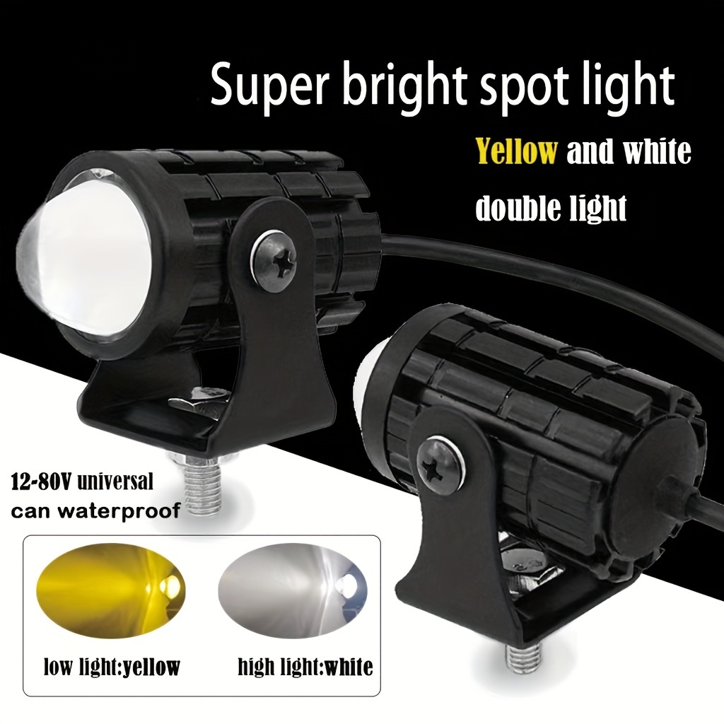 Acheter Projecteur de moto à LED double couleur, 2 pièces, phare LED très  brillant, véhicule électrique externe, projecteur de moto, lumière de  voiture modifiée