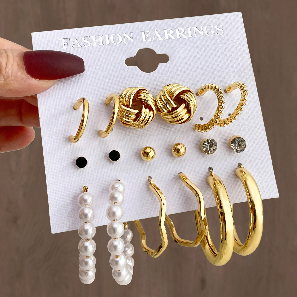 20-60代からのファッション通販  set earring metal punk vintage pearls Temu - alloy rhinestones アクセサリー