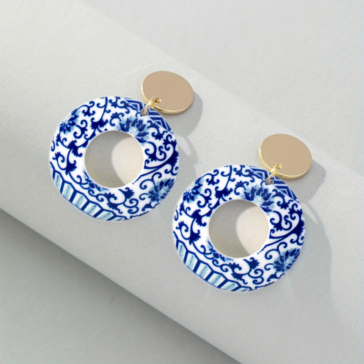 Acrylic Chinese Style Round Hoop Earrings