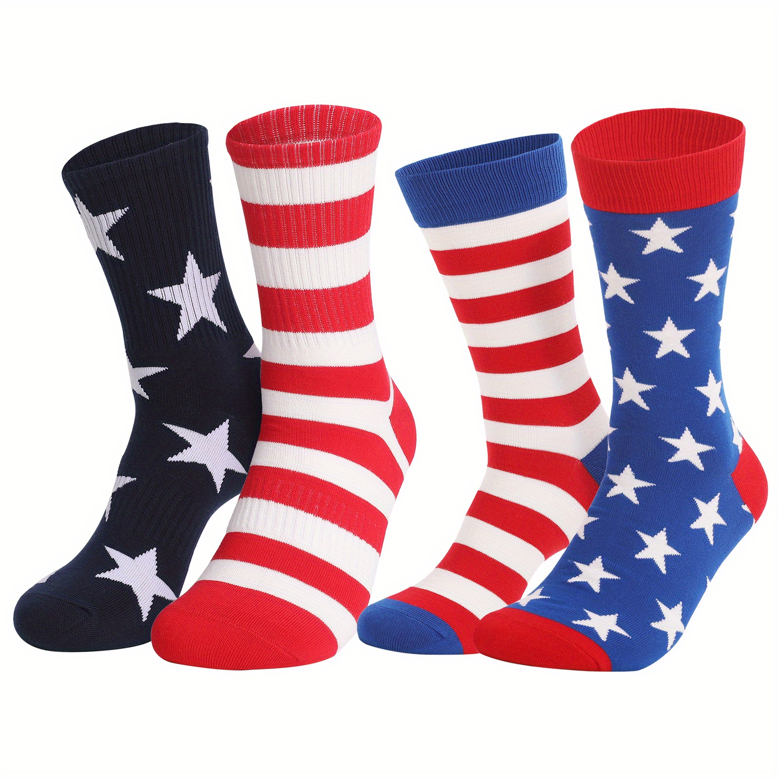 American Flag Socks for Men Bald Eagle Patriotic Stars Stripes Red White  Blue Novelty Sock for Holidays