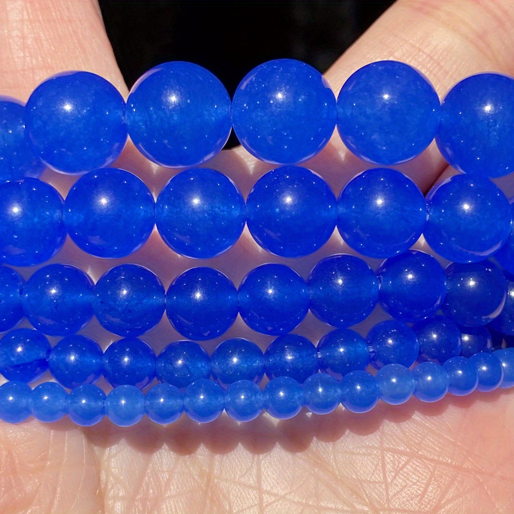 Lake Blue Stone Beads Round Loose Beads For Jewelry Making - Temu