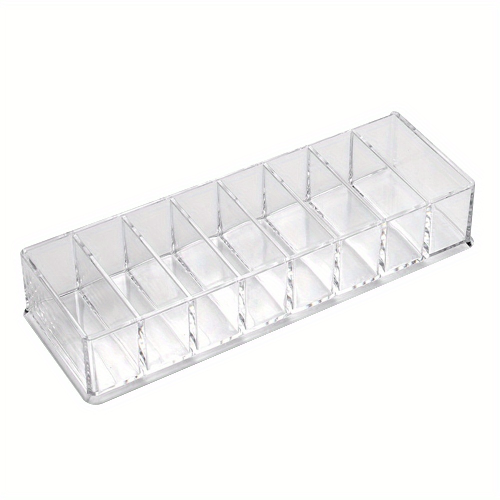 1pc Clear Lipstick Storage Box, PS Multi Grid Storage Box For Household,1pc  Clear Nail Polish Storage Box, Lipstick, Highlighters, Eyeshadow Palettes  Storage Container For Vanity, 8 Slots, Transparent Makeup Box, Multi-layer  Cosmetic