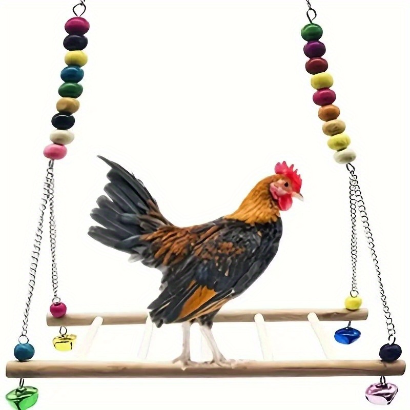 1pc Colorful Swing Toy - Natural Wood Large Perch For Parrots, Hens, And
