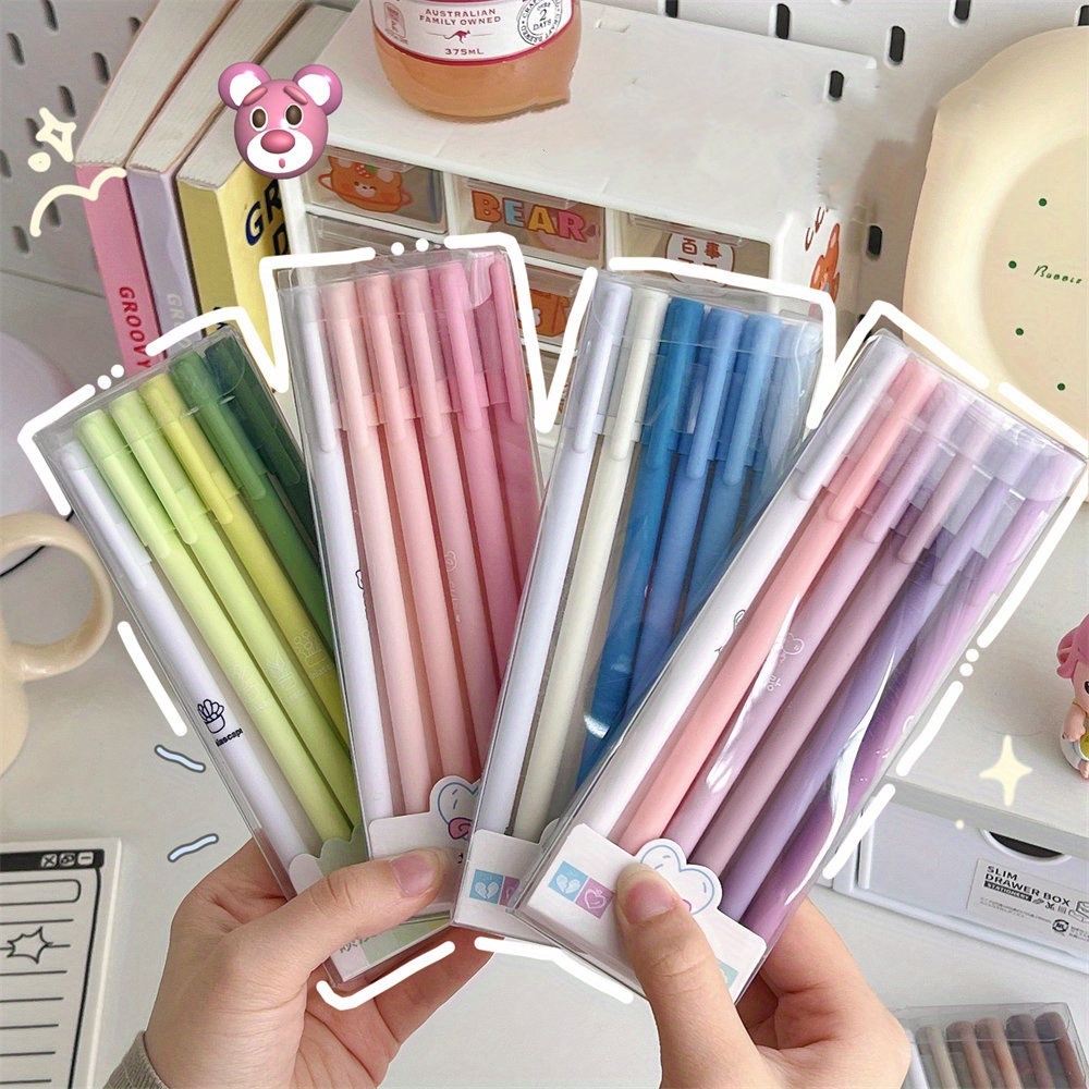 6 Pièces Morandi Couleur Gel Stylo Kawaii Bureau École - Temu Belgium