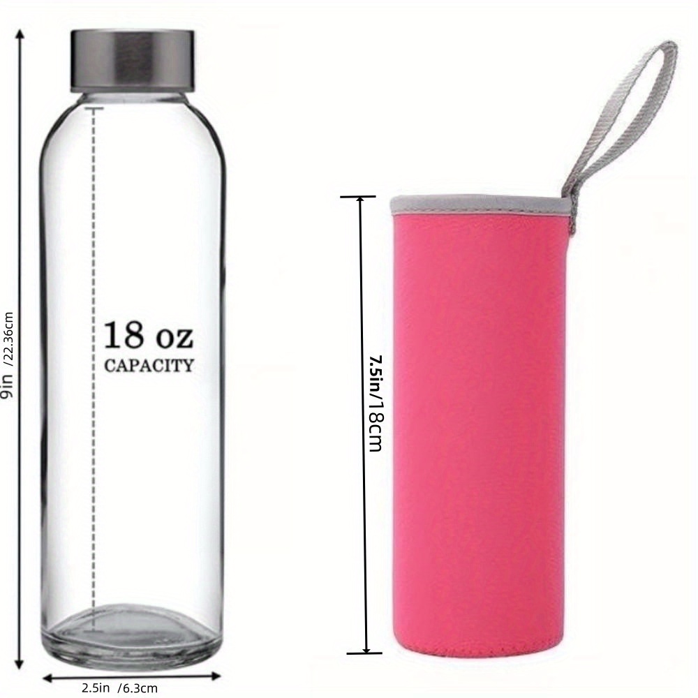 Glass Water Bottle With Bamboo Lid And Silicone Sleeve High - Temu
