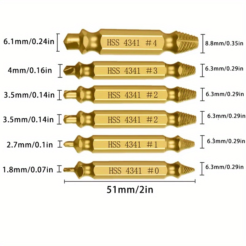 Set di punte da trapano per estrattore di viti danneggiate da 6 pezzi  estrarre facilmente la vite rotta, strumenti per la demolizione dell' estrattore di viti spogliate per la rimozione dei bulloni 