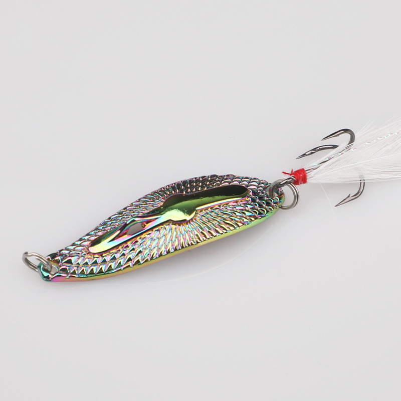 Bionic Spoon Fishing Lure Feather Treble Hook Realistic - Temu
