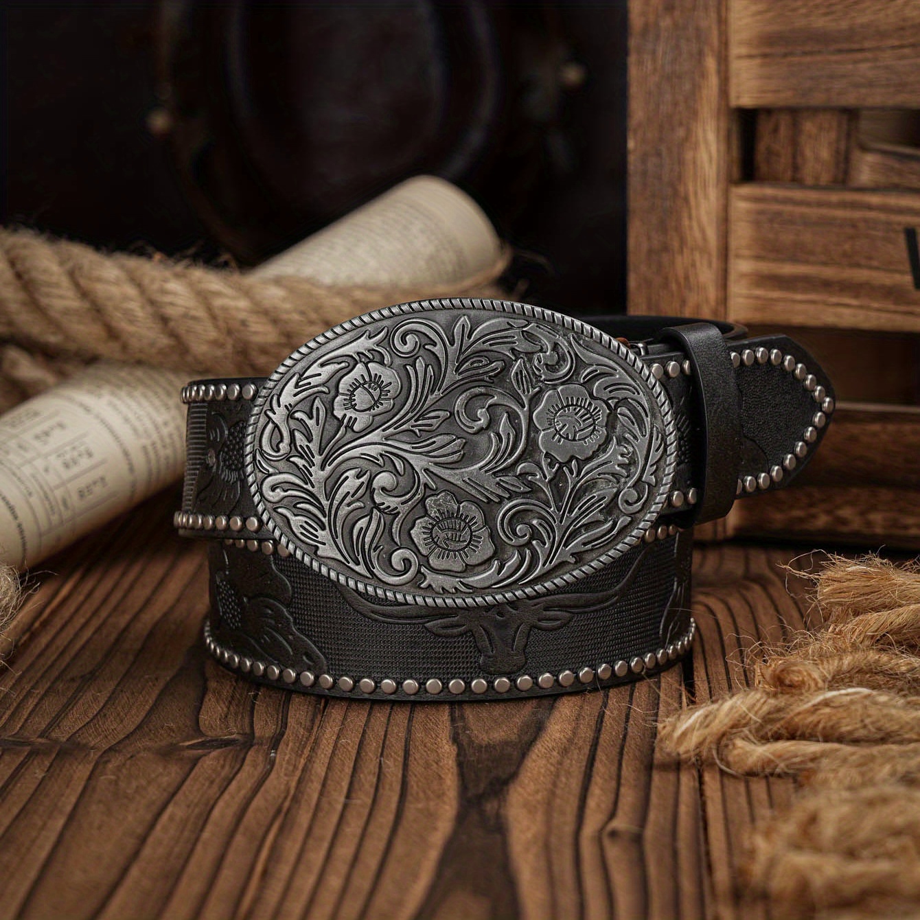 Vintage Pattern Buckle PU Leather Belt For Men