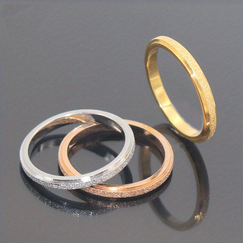 3pcs Minimalist 2mm Sand Stainless Steel Titanium Alloy High-end Lightweight Matte Couple Rings