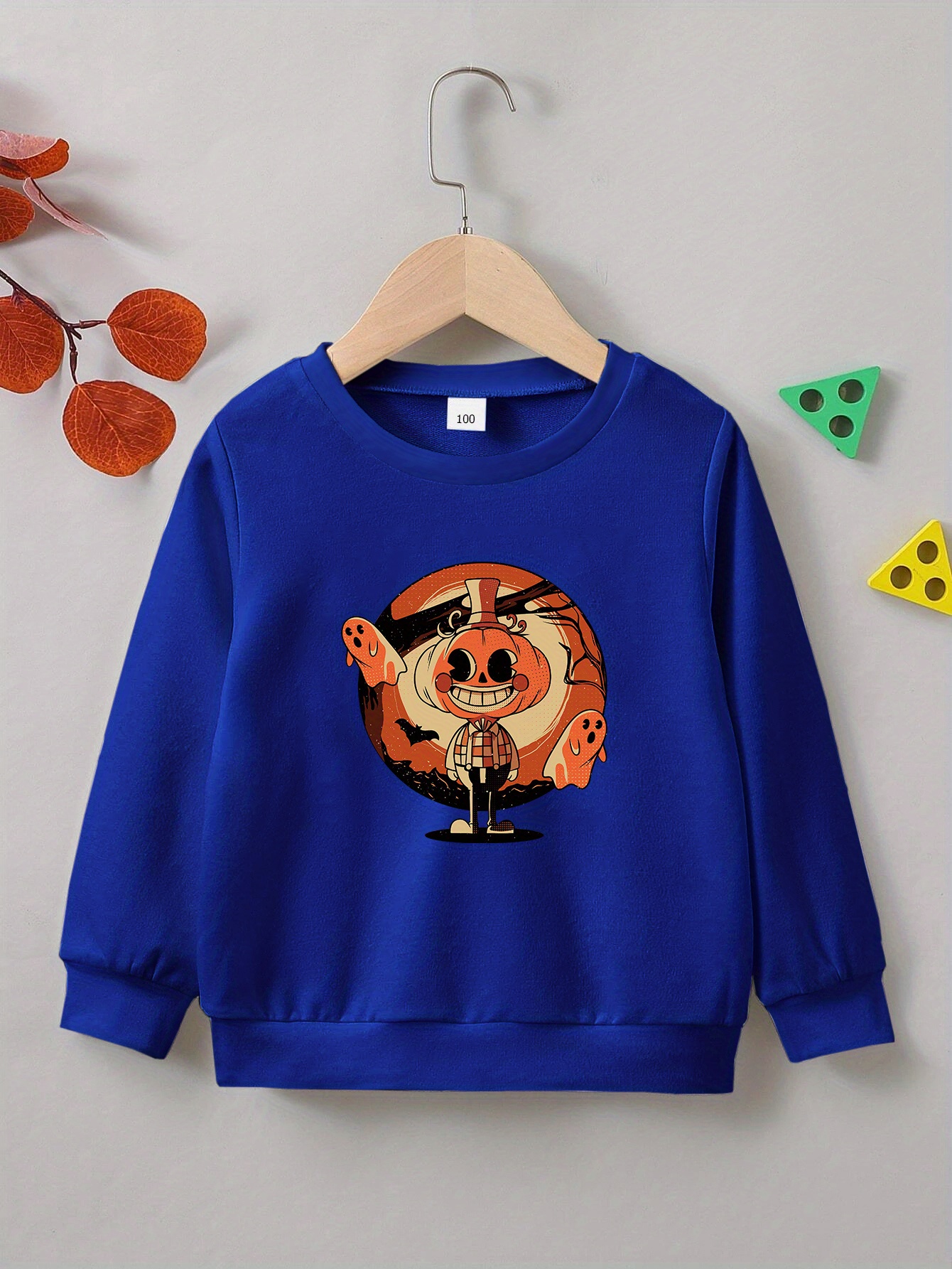 Pumpkin Season Print Sweatshirt Casual Long Sleeve Crew Neck - New