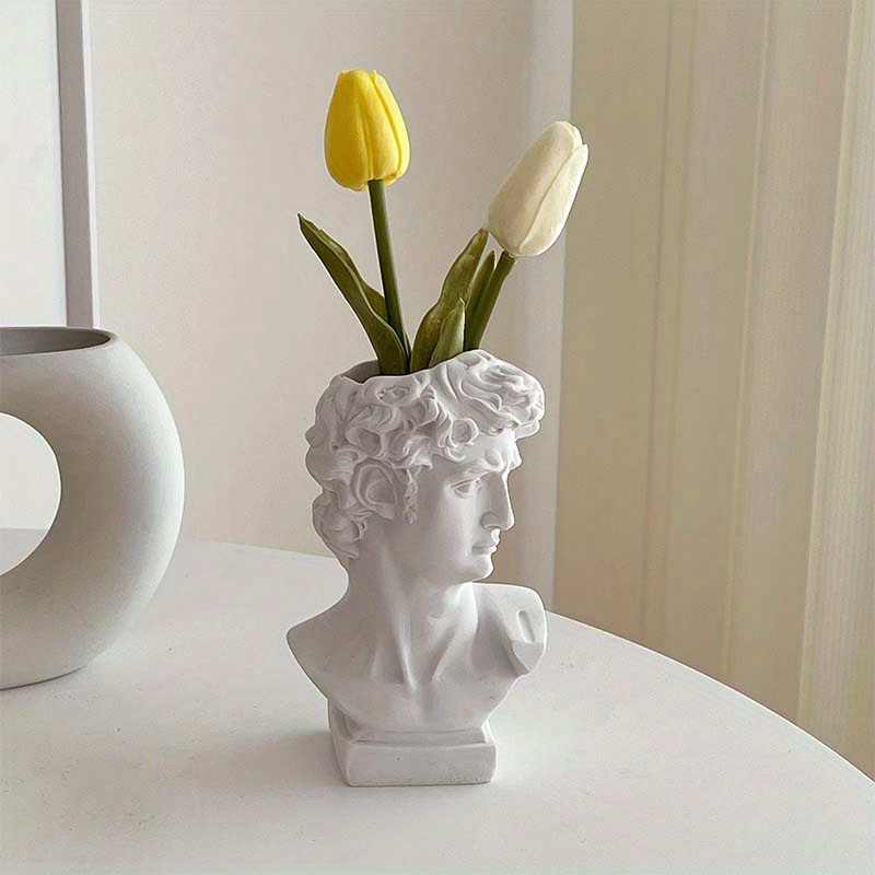 1pc, Greek Avatar Vase - Three-Dimensional Resin Flower Pot Decoration for Home Decor