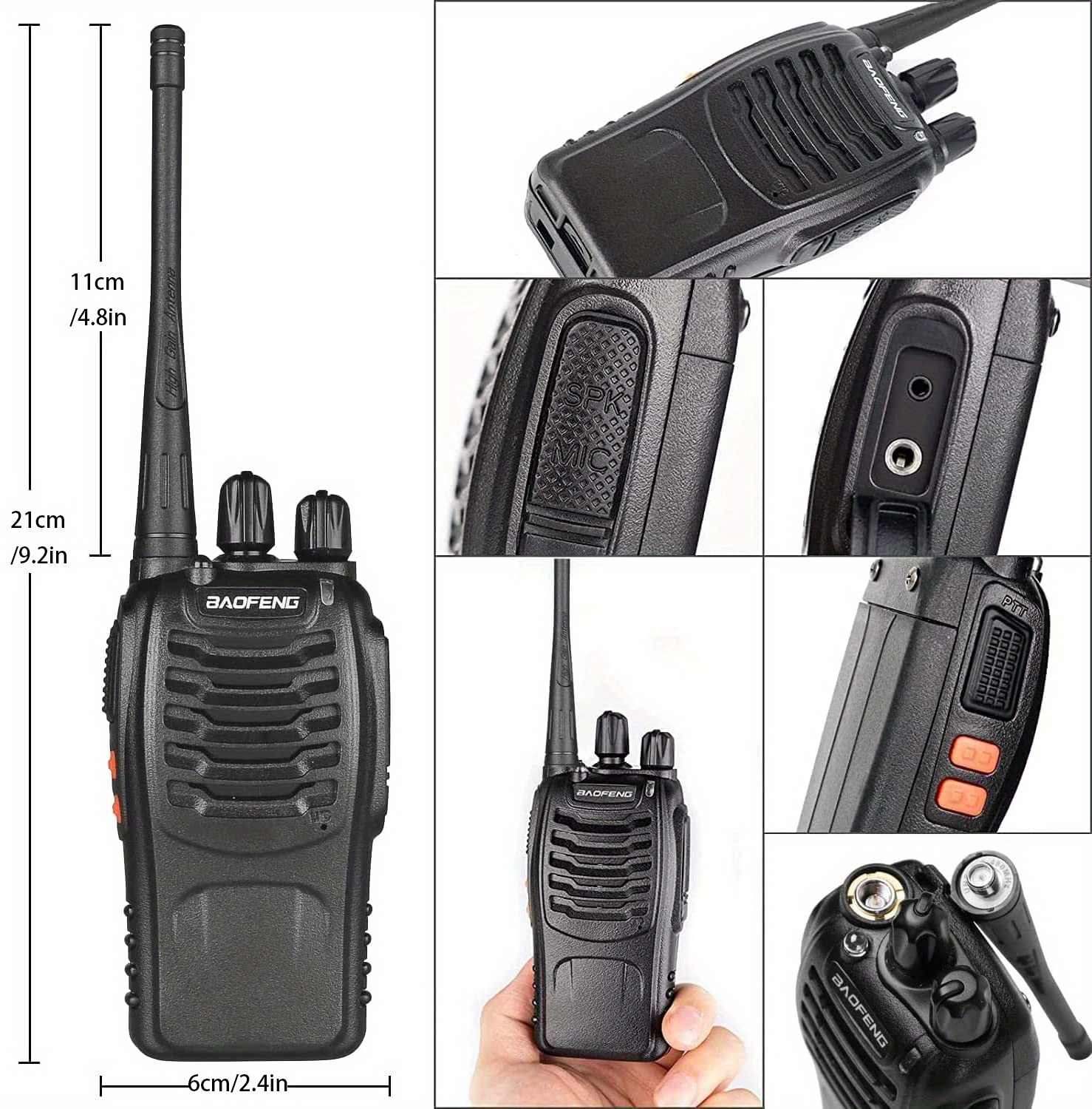 4 парчиња лесни за употреба двонасочни радиоапарати, uhf 400-480mhz високомоќни рачни - преносливи, рачни радиоапарати за на отворено Детали за производот 1