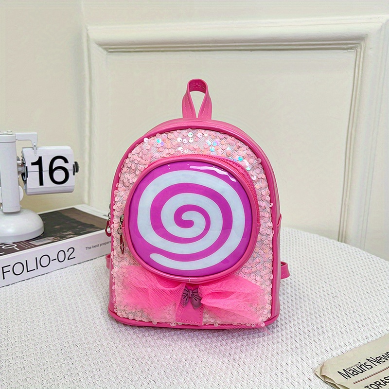 Kids Princess Schoolbag Sequins Bow Lollipop Backpack