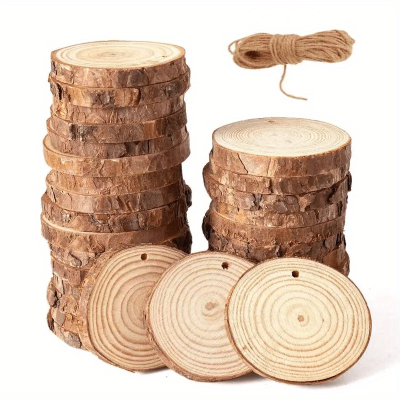  Coadura Rodajas de madera natural sin acabar, 30 discos  redondos de madera de 3.5 a 4 pulgadas para manualidades, adornos de madera  de Navidad, centros de mesa de boda, manualidades, posavasos